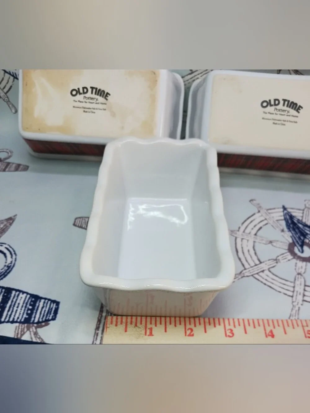 Lot Of 6- Old Time Pottery Ceramic Stoneware Mini Loaf Pans